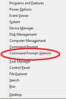 Windows 8 Quick Access Menu, Command Prompt (Admin)